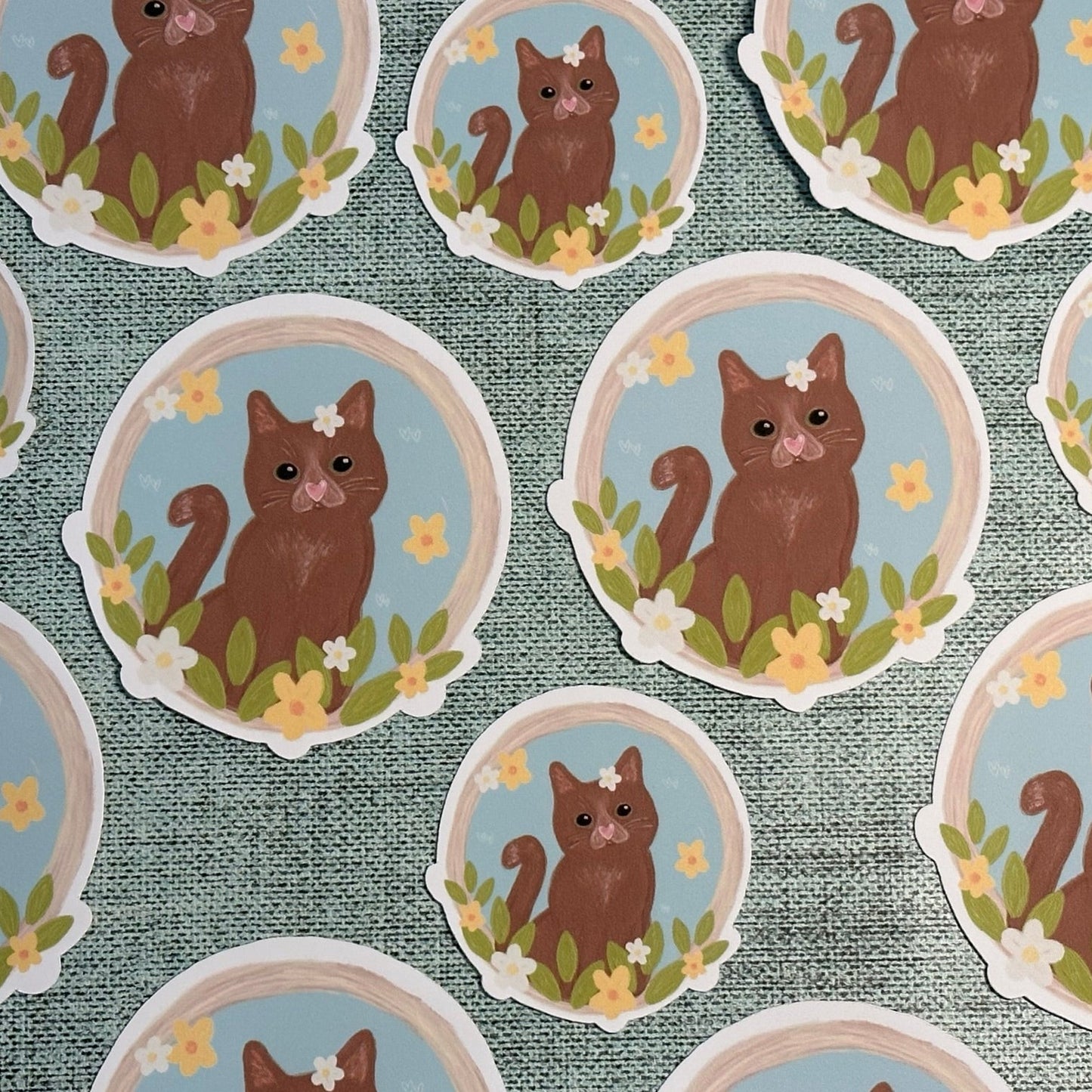 Brown Cat Waterproof Vinyl Sticker