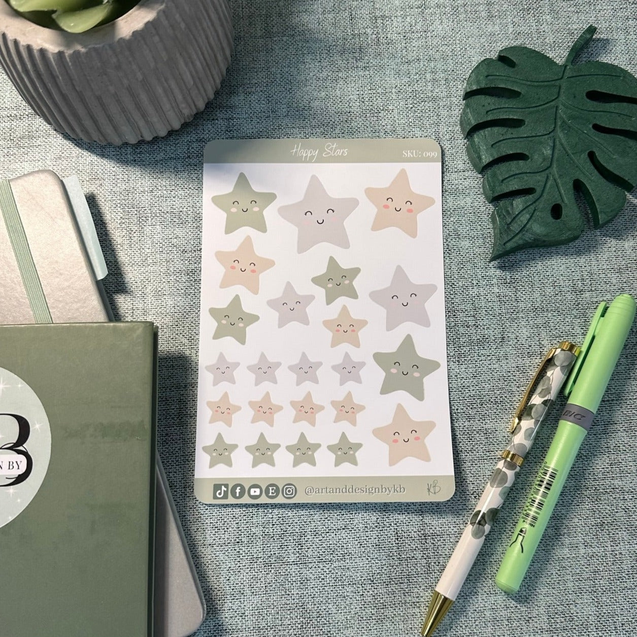 Happy Stars Sticker Sheet | Planner Stickers with a star theme