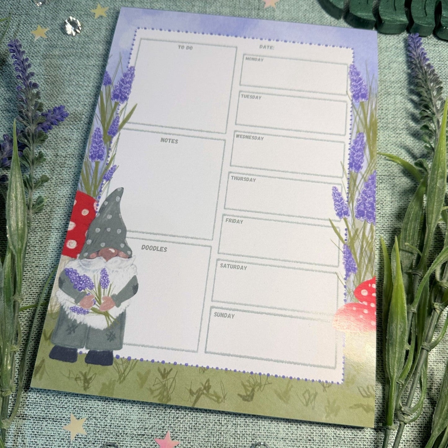 Garden Gonk A5 Weekly Planner Pad | 50 Tear of weekly plan pages, a handy desktop notepad for Gonk fans