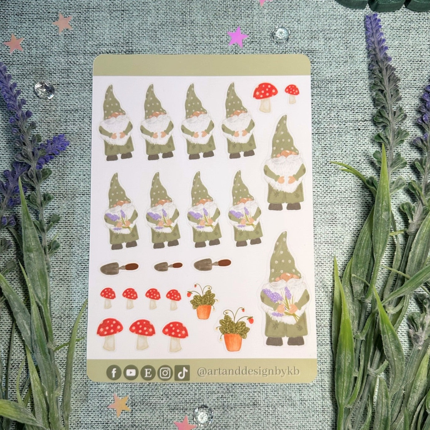 Sage the Garden Gonk Sticker Sheet | Planner stickers with a gonk theme