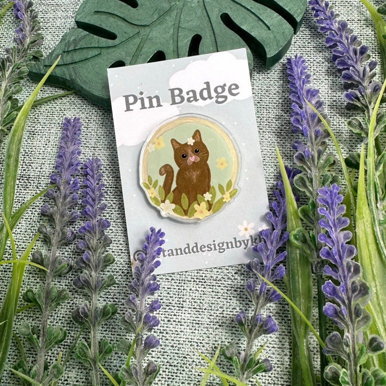 Brown Cat Acrylic Pin Badge