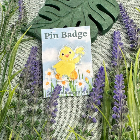 Spring Chick Acrylic Pin Badge