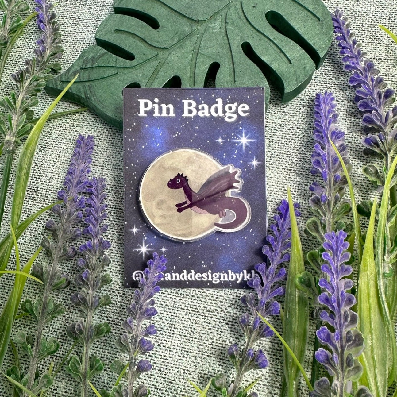 Dragon and Moon Acrylic Pin Badge