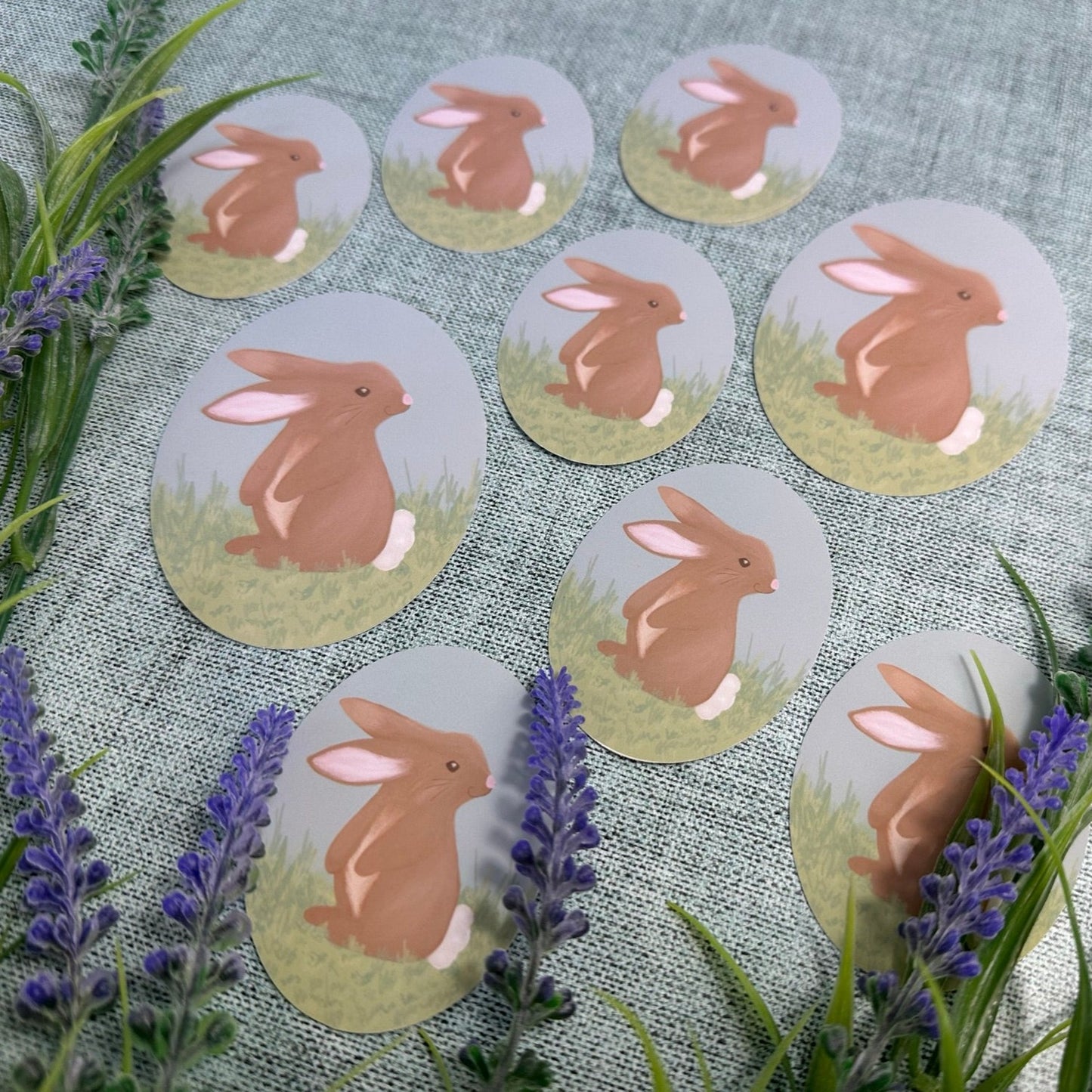Bunny rabbit in a field Waterproof Vinyl Sticker