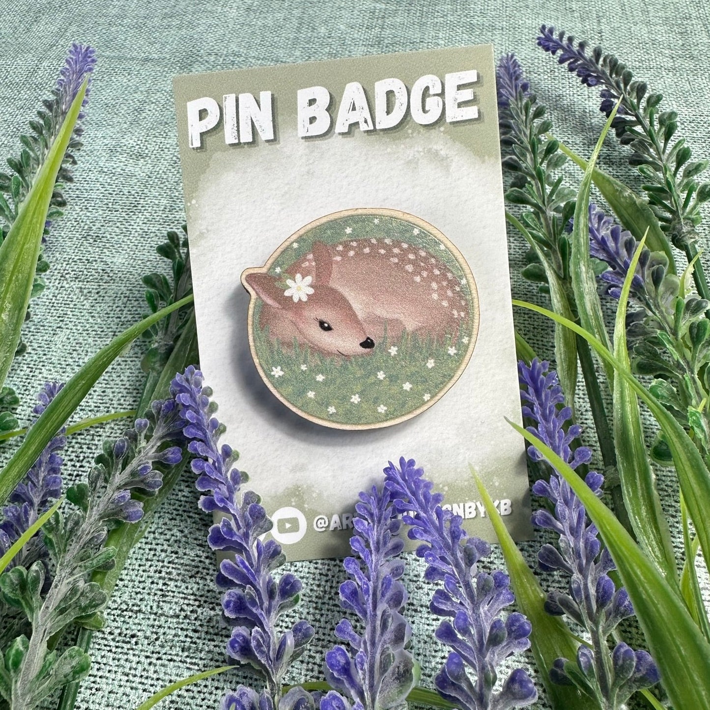 Baby Deer / Fawn Wooden Pin Badge