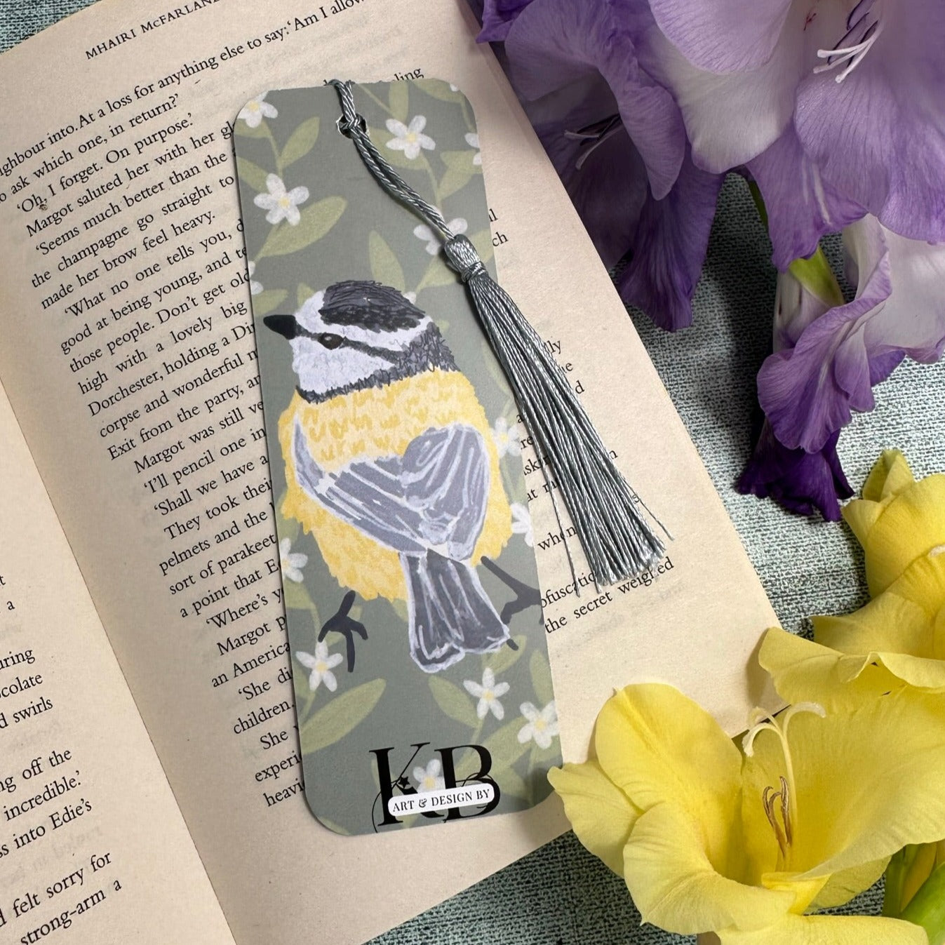 Birds and Blooms double sided bookmark