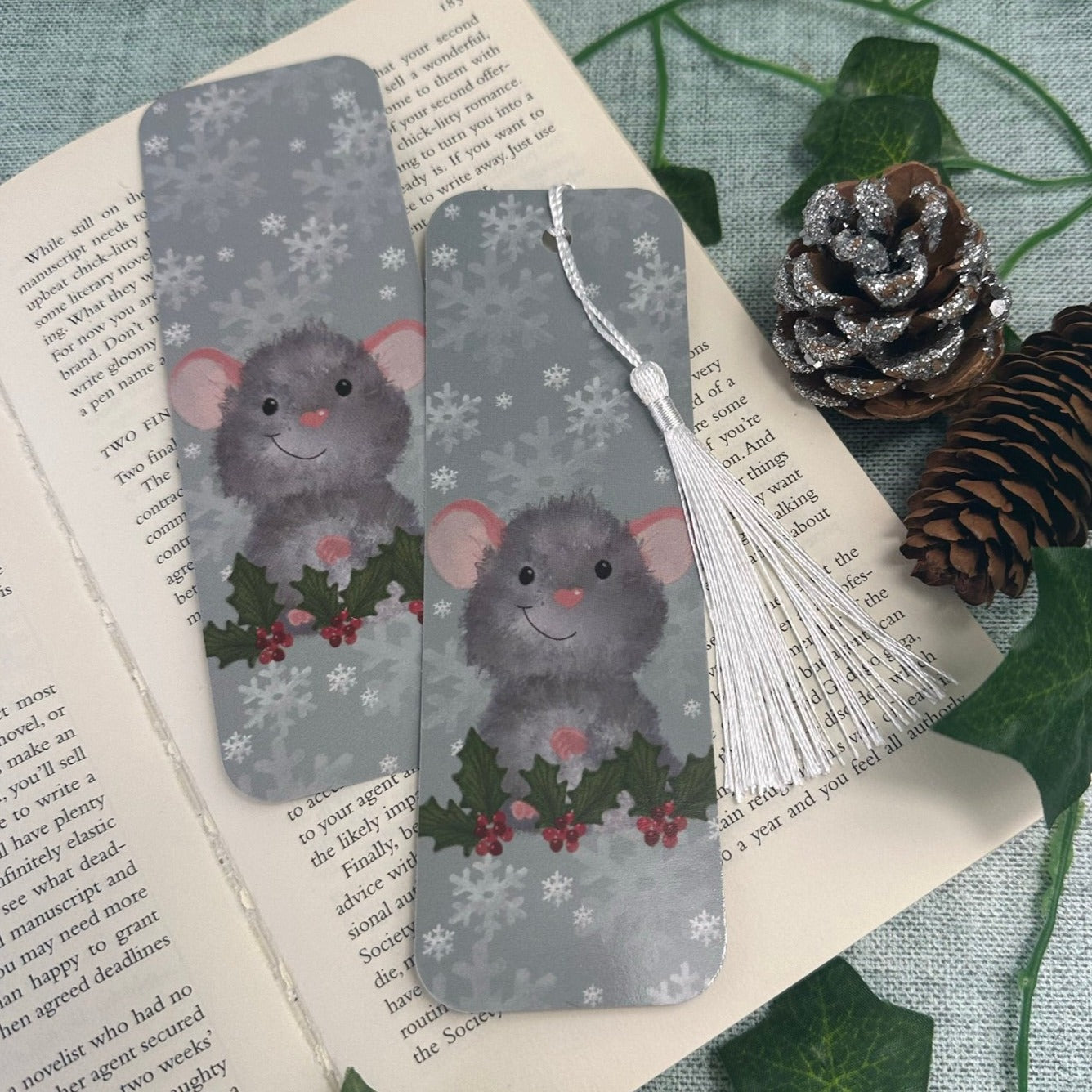 Festive Mouse Bookmark (double sided)