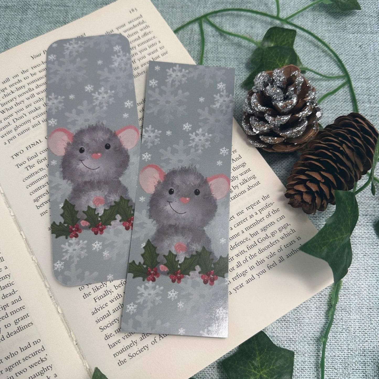 Festive Mouse Bookmark (double sided)