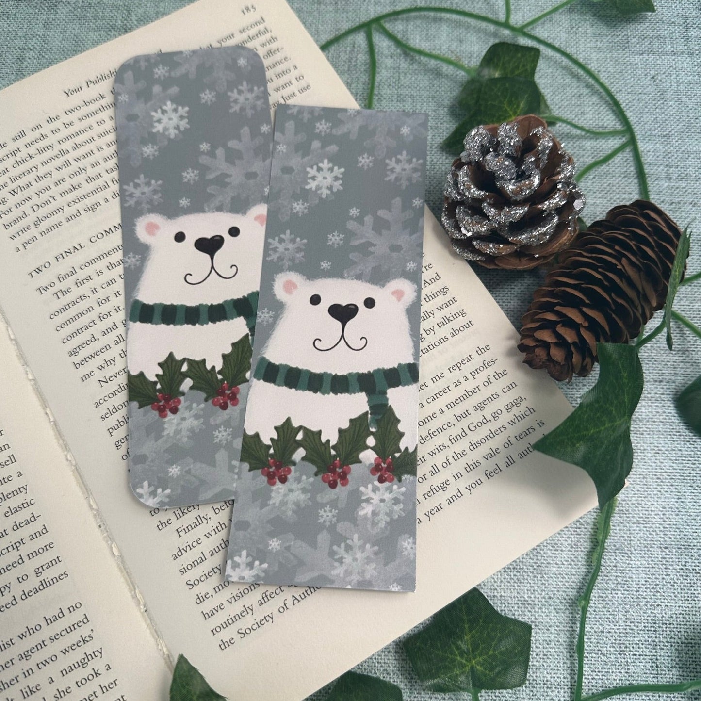 Polar Bear Festive Bookmark (double sided)
