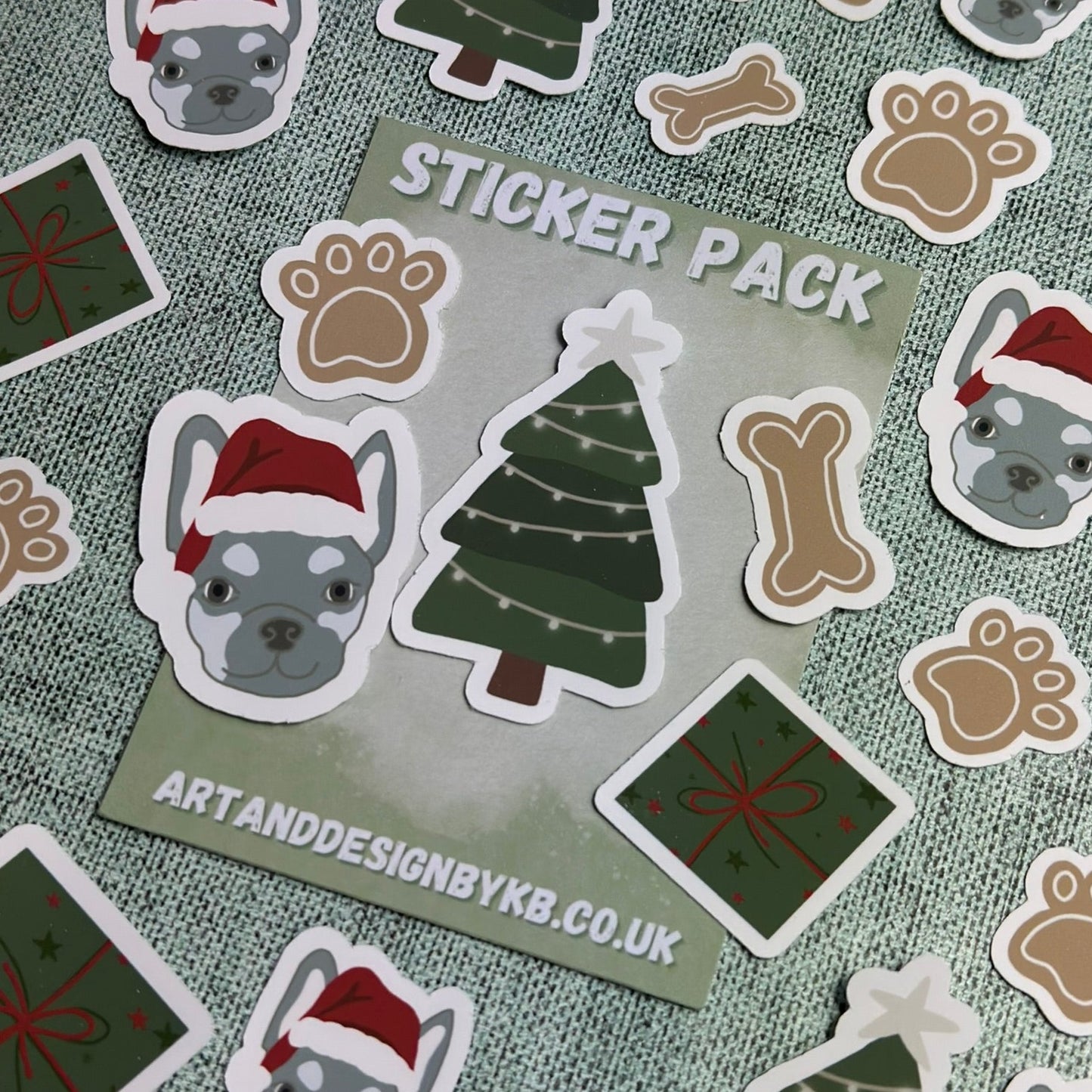 Festive French Bulldog Sticker Pack - Storm dog Christmas sticker pack