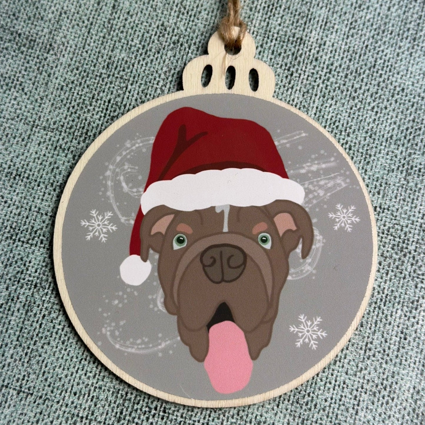 English Bulldog Wooden Bauble Christmas Decoration
