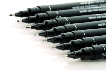 Uni Pin Fine Line Pen BLACK - various sizes available
