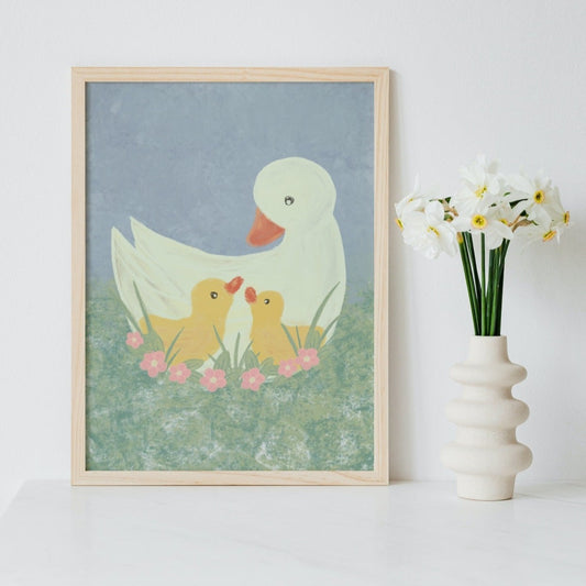 Duck and Ducklings Spring Vibes Art Print