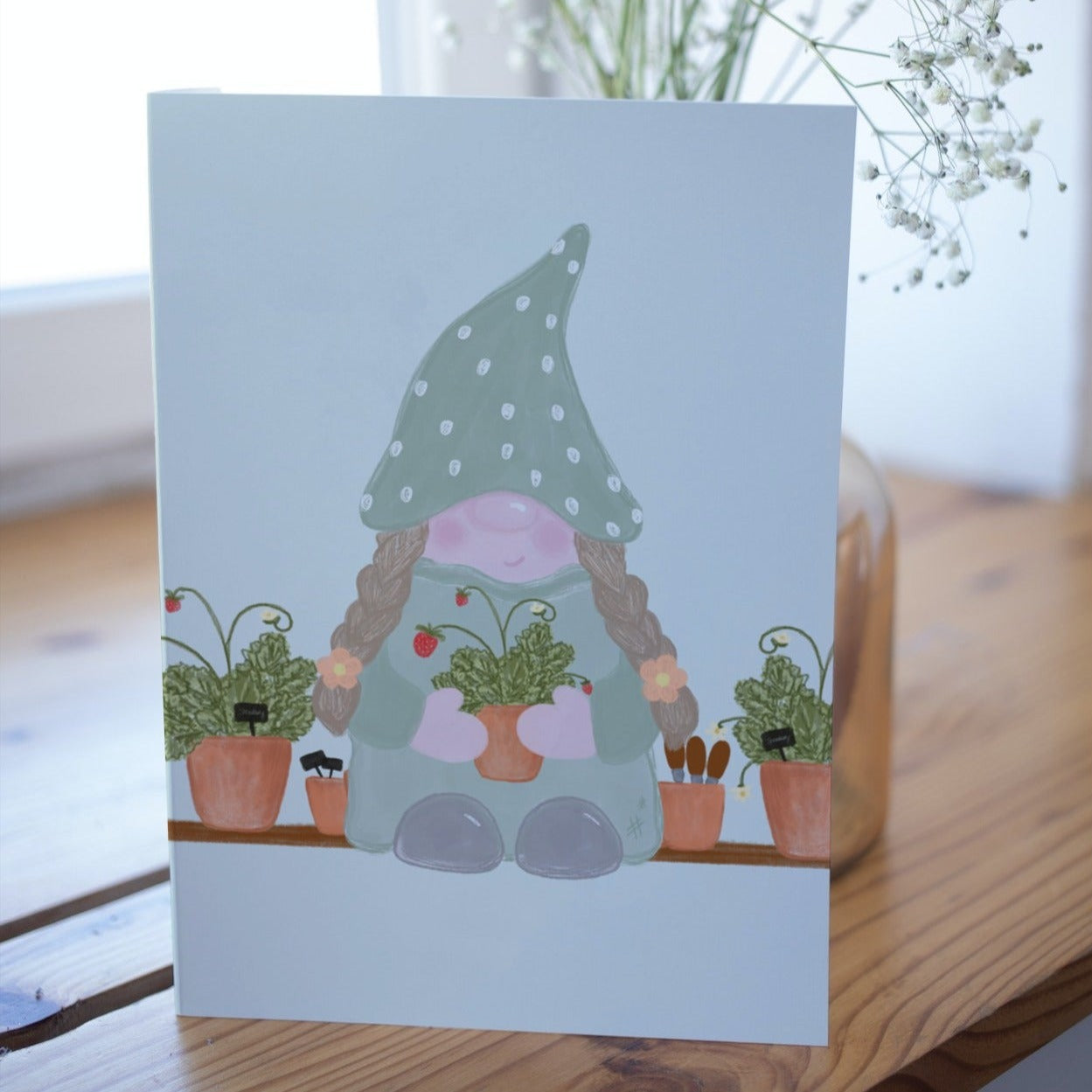 Ginny the Garden Gonk Greetings Card