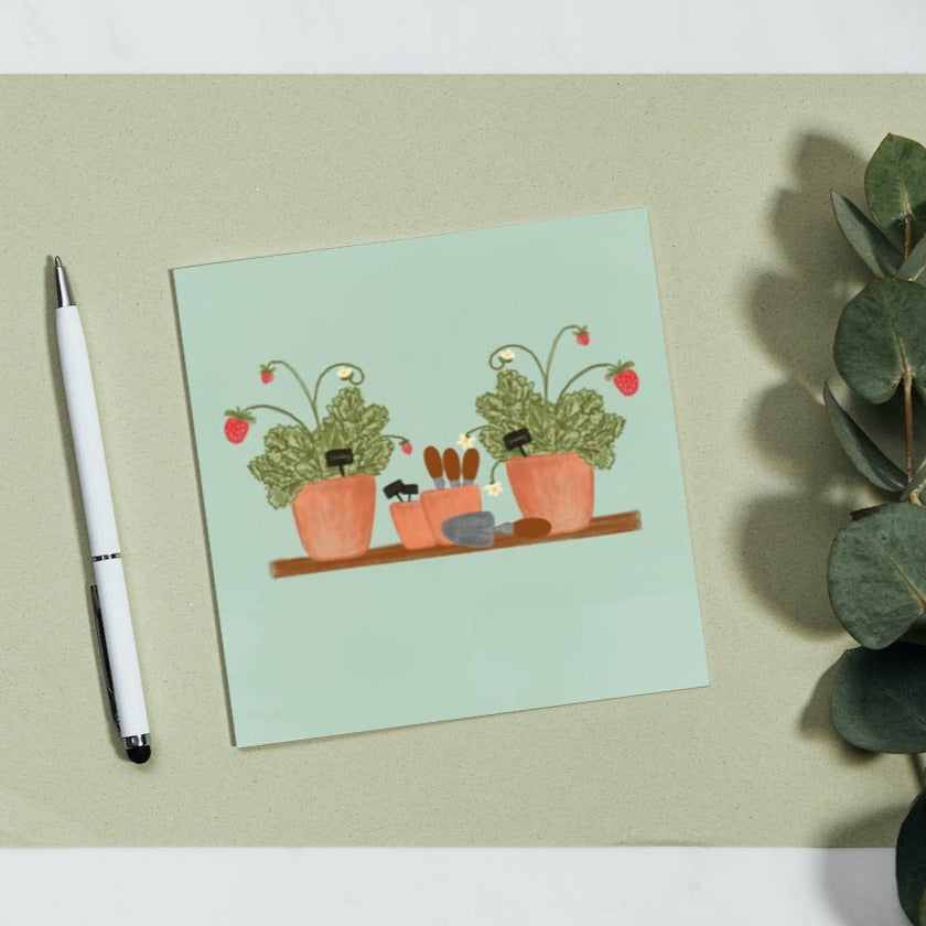 Strawberry Pots Greetings Card