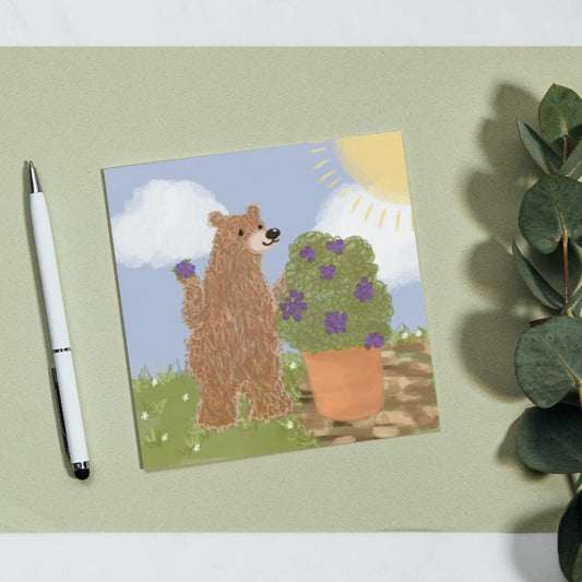 Bear and the berry bush Greetings Card