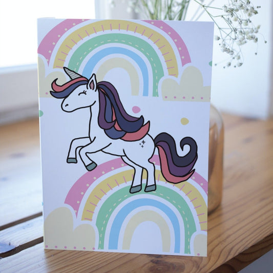 Unicorn & Rainbows Greetings Card