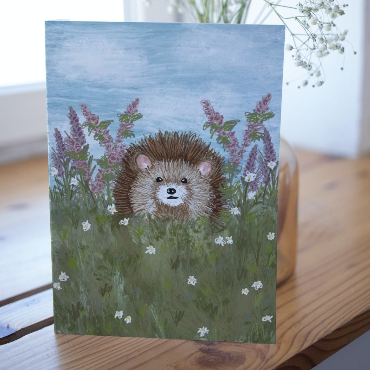Hedgehog in a meadow Greetings Card