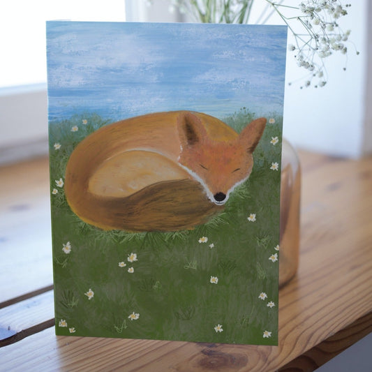 Little fox in a meadow Greetings Card