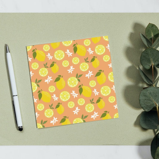Lemons on Peach Pattern Greetings Card