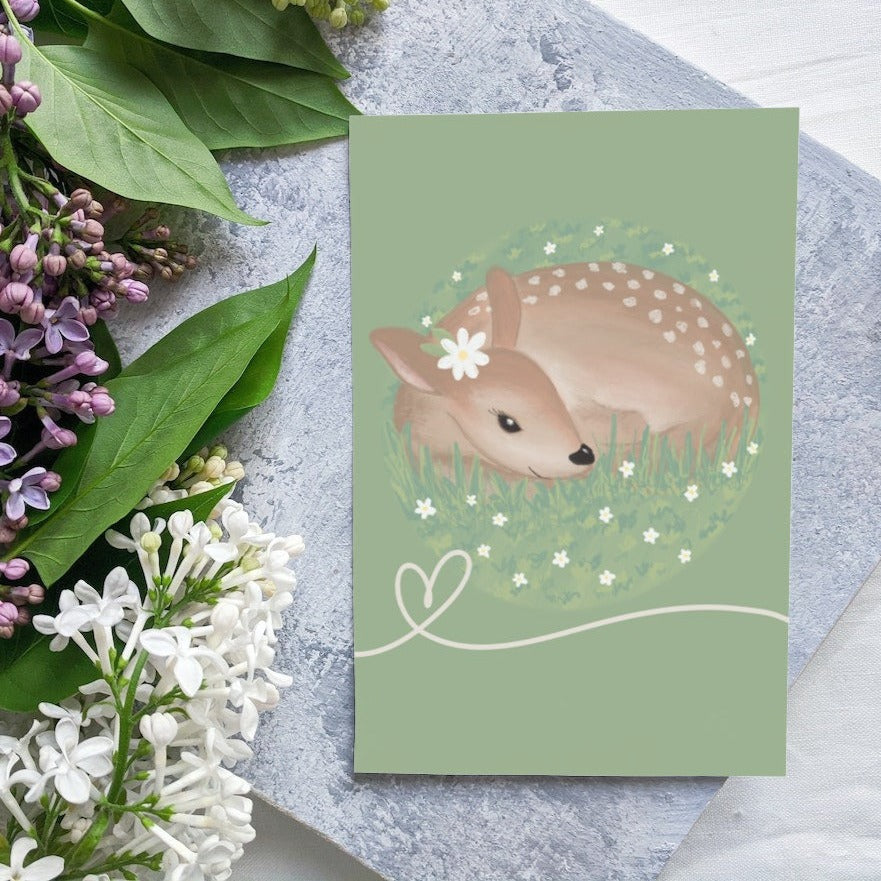 Cosy Deer / Fawn Postcard