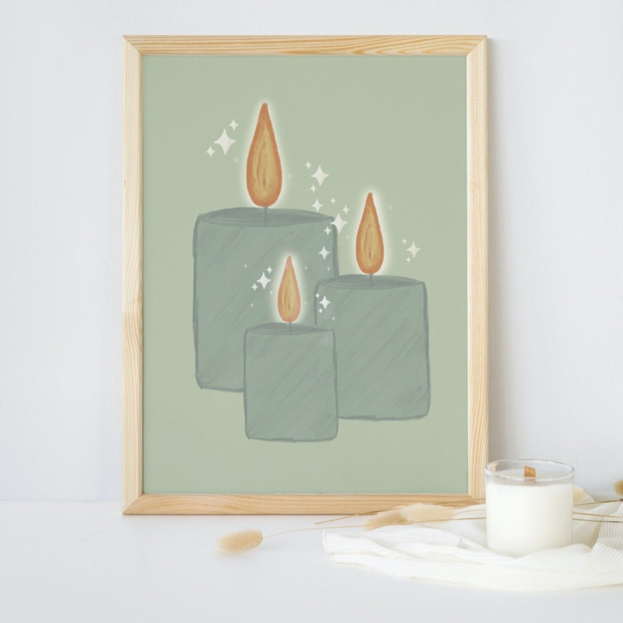 Cosy Candles Art Print with your choice of magical quote
