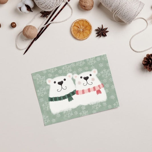 Cosy Polar Bears Christmas Card